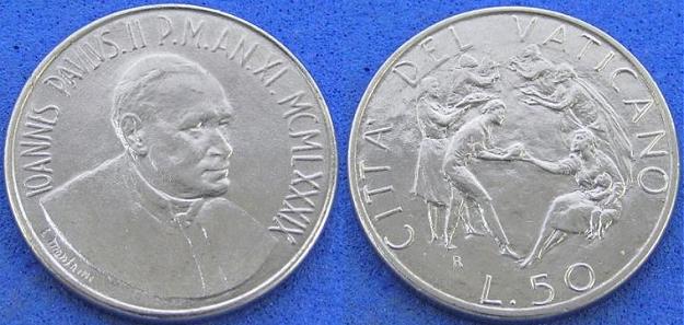 1989 Vatican 50 Lire Coin B/U Photo