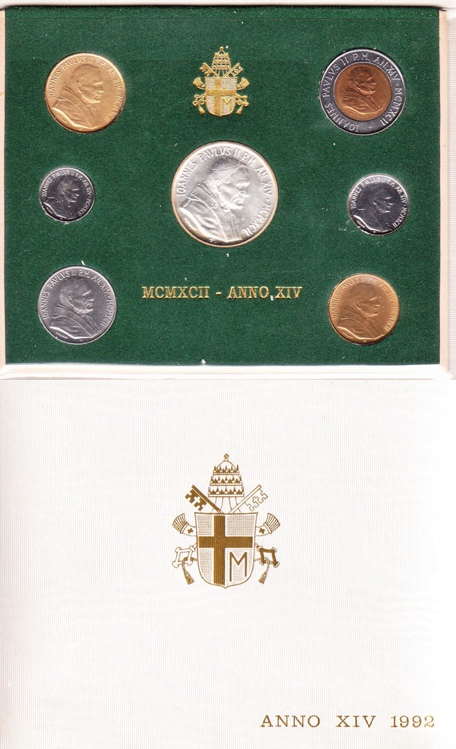 1992 Vatican Coin Set, 7 Coins B/U Photo