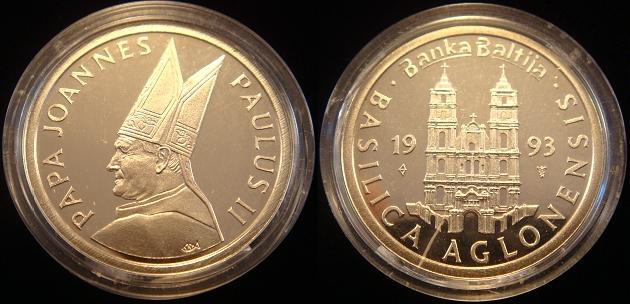 John Paul II 1993 Latvia Aglona Basilica Medal 14k Photo