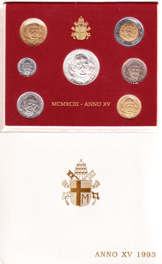 1993 Vatican Coin Set, 7 Coins B/U Photo