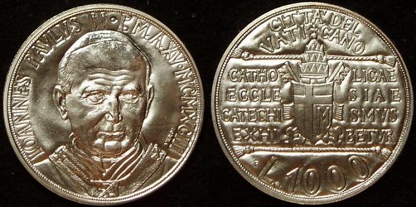 1993 Vatican 1000 Lire Silver Coin B/U Photo
