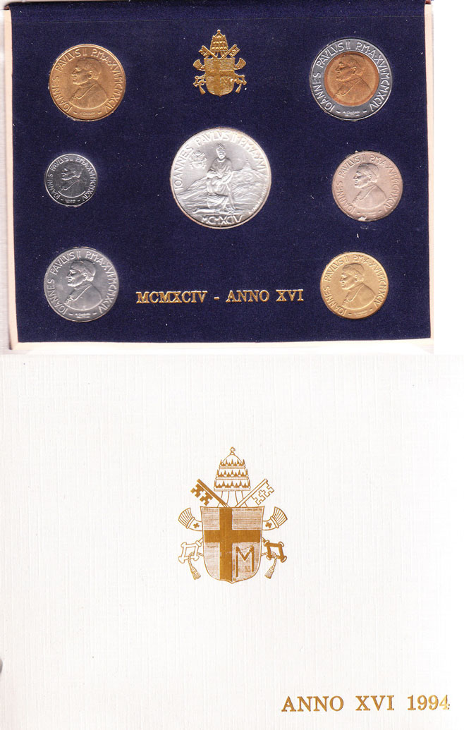 1994 Vatican Coin Set, 7 Coins B/U Photo