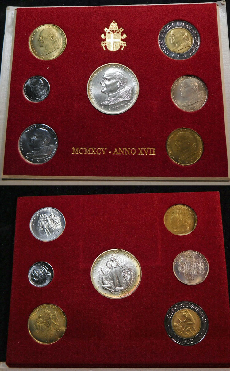 1995 Vatican 7 Coin Set EVANGELIUM VITAE Photo