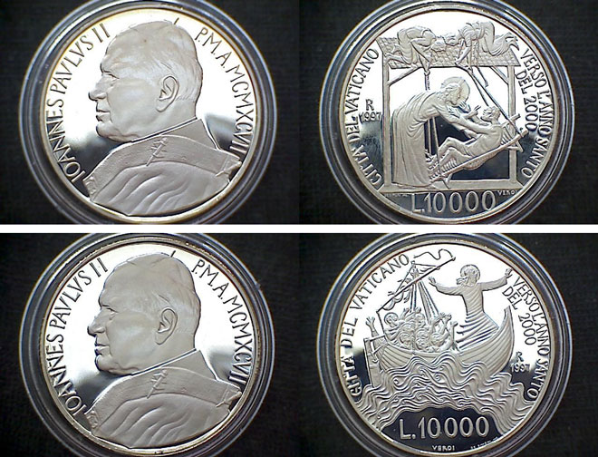 1997 Vatican 10000 Lire Coins Life of Christ Photo