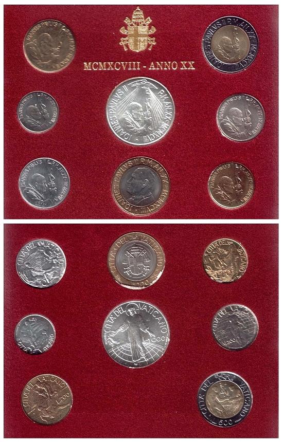 1998 Vatican Coin Set, 8 Coins B/U Photo