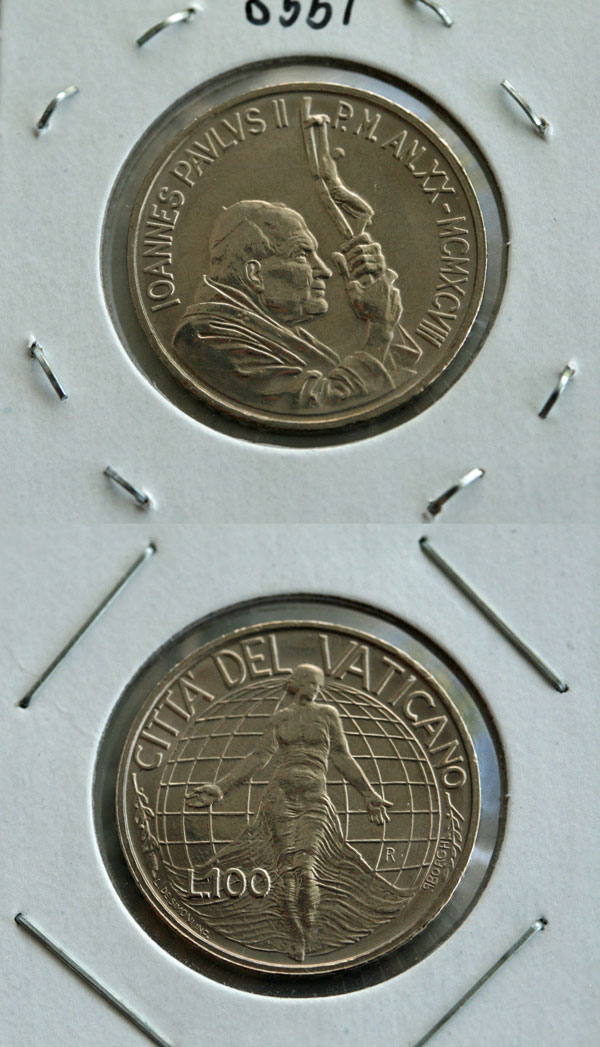 1998 Vatican 100 Lire Coin B/U Photo