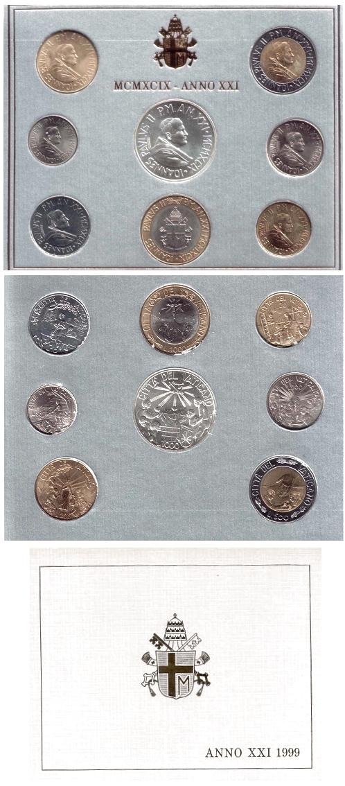1999 Vatican Coin Set, 8 Coins B/U Photo