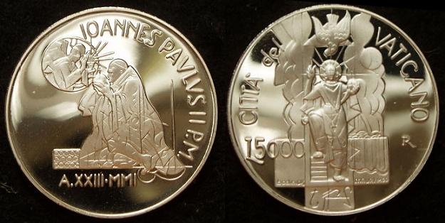 2001 Vatican 5000 Lire Silver EASTER Coin Photo