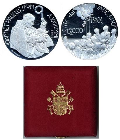 2001 Vatican 2000 Lire Silver Proof Coin Photo
