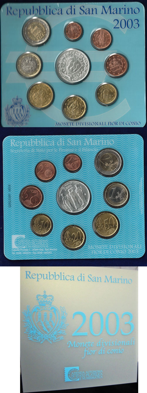 2003 San Marino Mint Set, 9 Euro Coins Photo