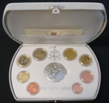 2003 Vatican Proof Set, 8 Euro Coins + Ar Medal Photo