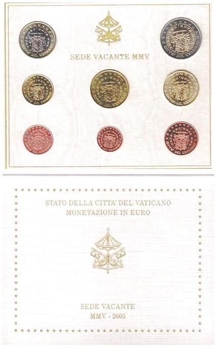 2005 Sede Vacante Coin Set, 8 Euro Coins Photo
