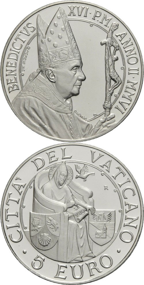 2006 Vatican 5 Euro St. Benedict Coin Photo