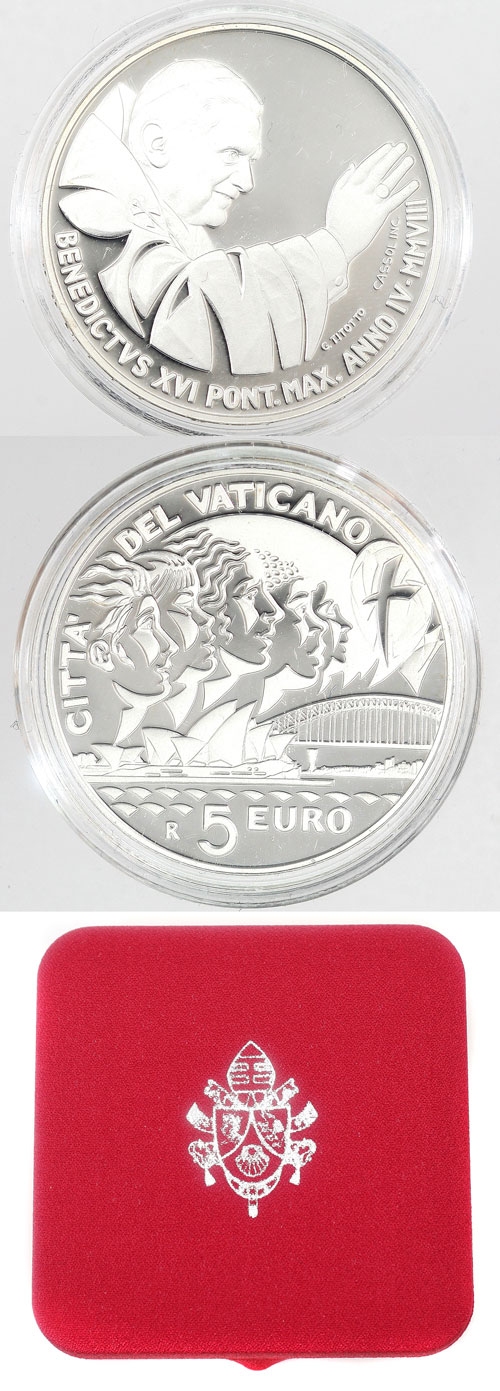 2008 Vatican 5 Euro Coin WYD Sydney Photo