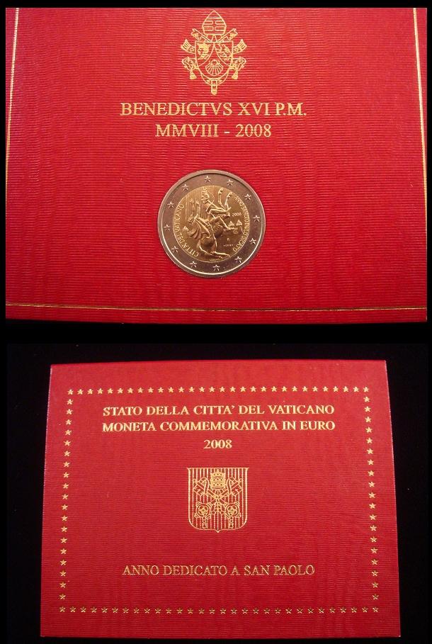 2008 Vatican 2 Euro Coin CONVERSION OF PAUL Photo