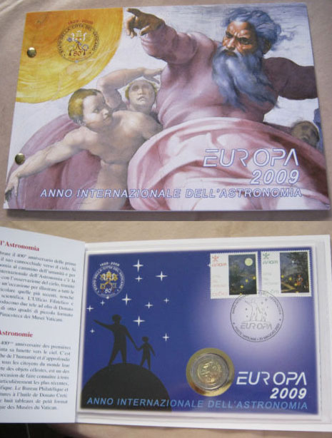2009 Vatican 2 Euro Coin-Stamps Astronomy Photo
