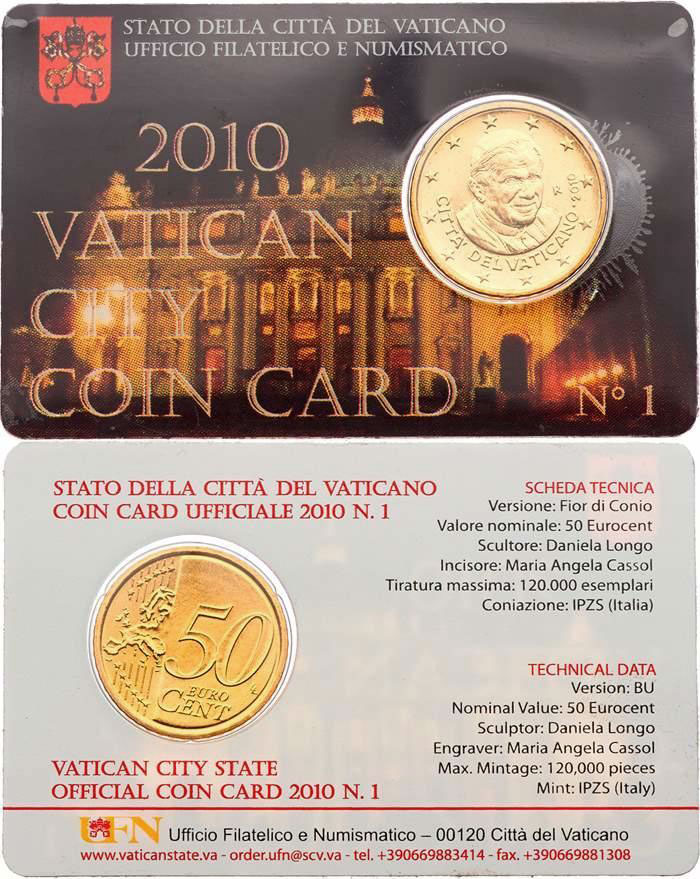 2010 Vatican Coin Card, 50 Eurocent Photo