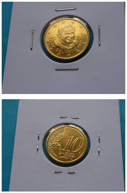 2010 Vatican 10 Cent Euro Coin B/U Photo