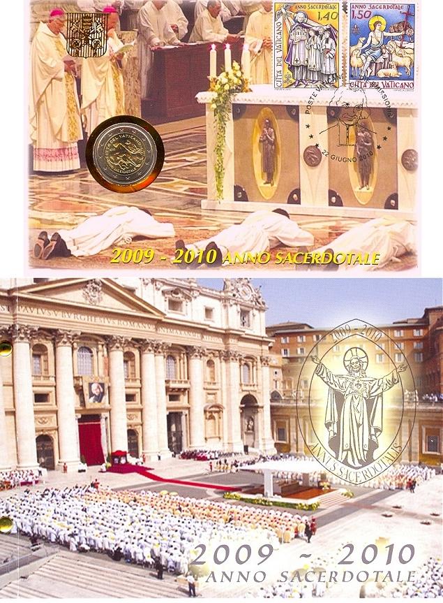 2010 Vatican 2 Euro Coin-Stamps Priests' Year Photo