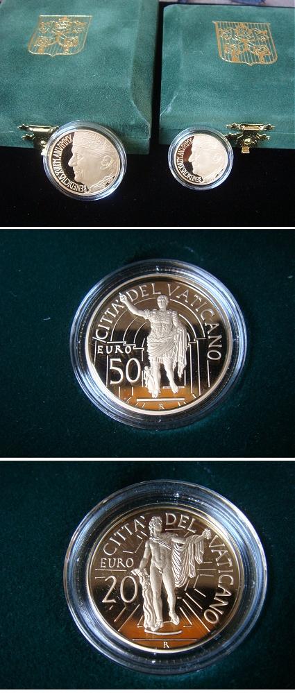 2010 Vatican 20 Euro + 50 Euro Gold Coins Photo