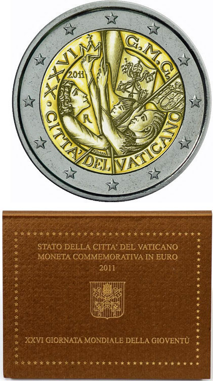 2011 Vatican 2 Euro World Youth Day Coin Photo