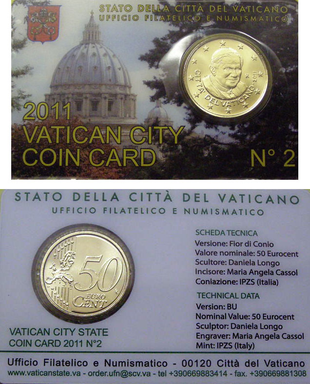2011 Vatican Coin Card, 50 Eurocent Photo