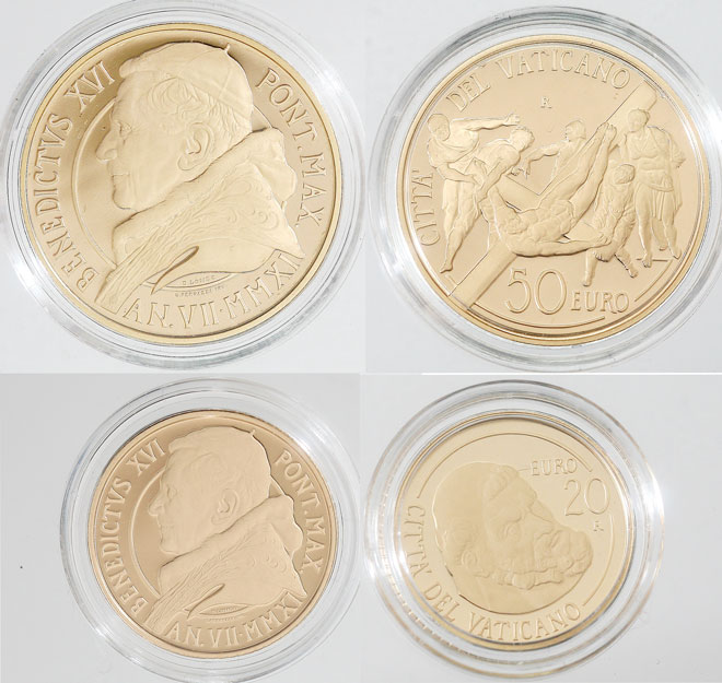 2011 Vatican Gold Coins, Crucifixion of St. Peter Photo