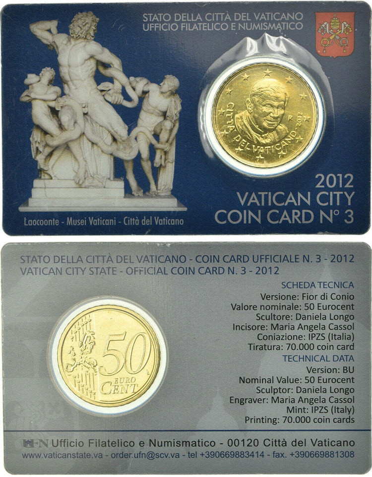 2012 Vatican Coin Card, 50 Eurocent Photo