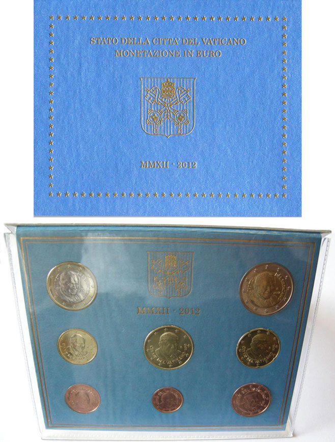 2012 Vatican Mint Set, 8 Euro Coins BU Photo