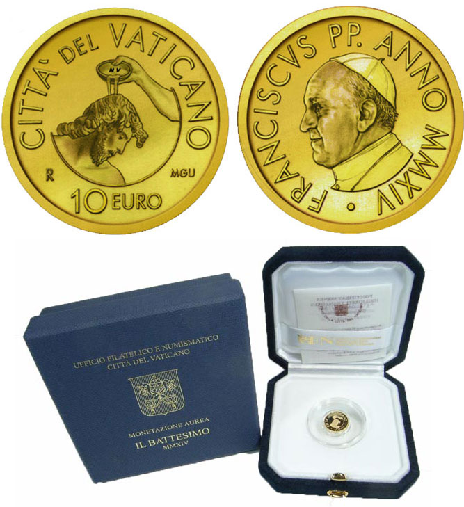2014 Vatican 10 Euro Gold Coin BAPTISM Photo