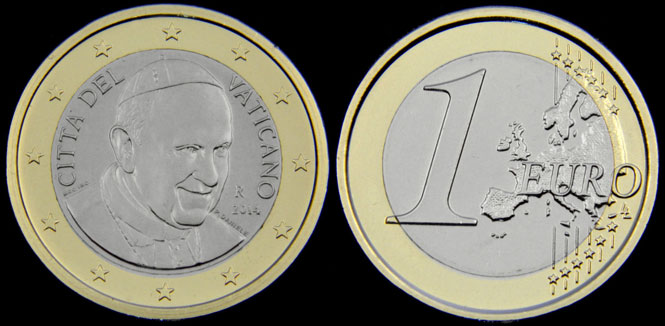 2014 Vatican Pope Francis 1 Euro Coin B/U Photo