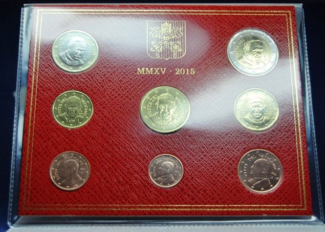 2015 Vatican Coin Set, 8 Euro Coins BU Photo
