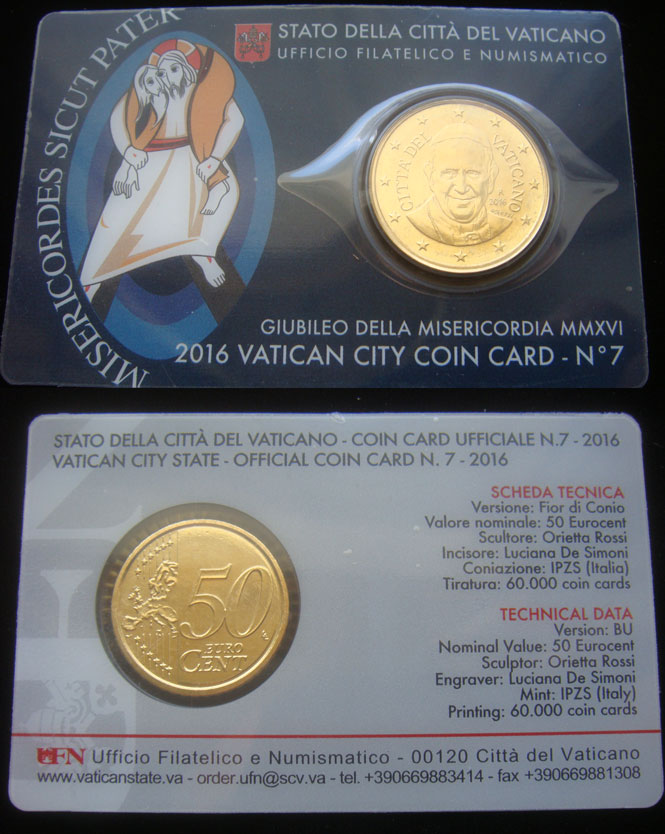2016 Vatican Coin Card of Pope Francis Photo