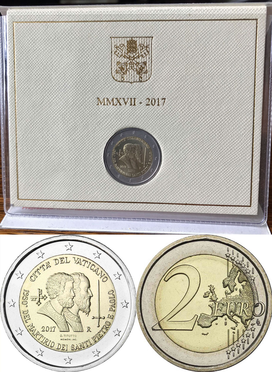 2017 Vatican 2 Euro Bimetal Coin Martyrdom Photo