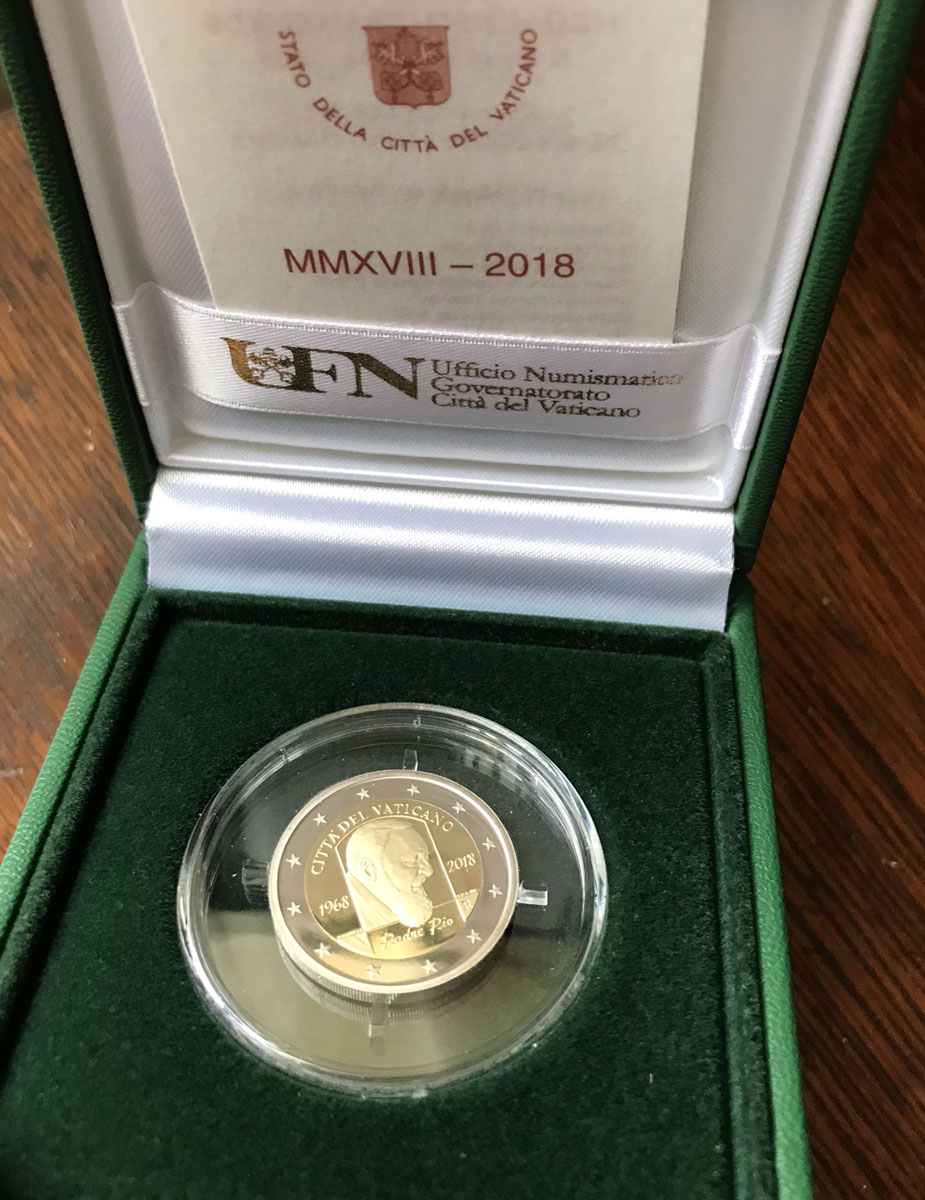 2018 Vatican 2 Euro Padre Pio Proof Photo