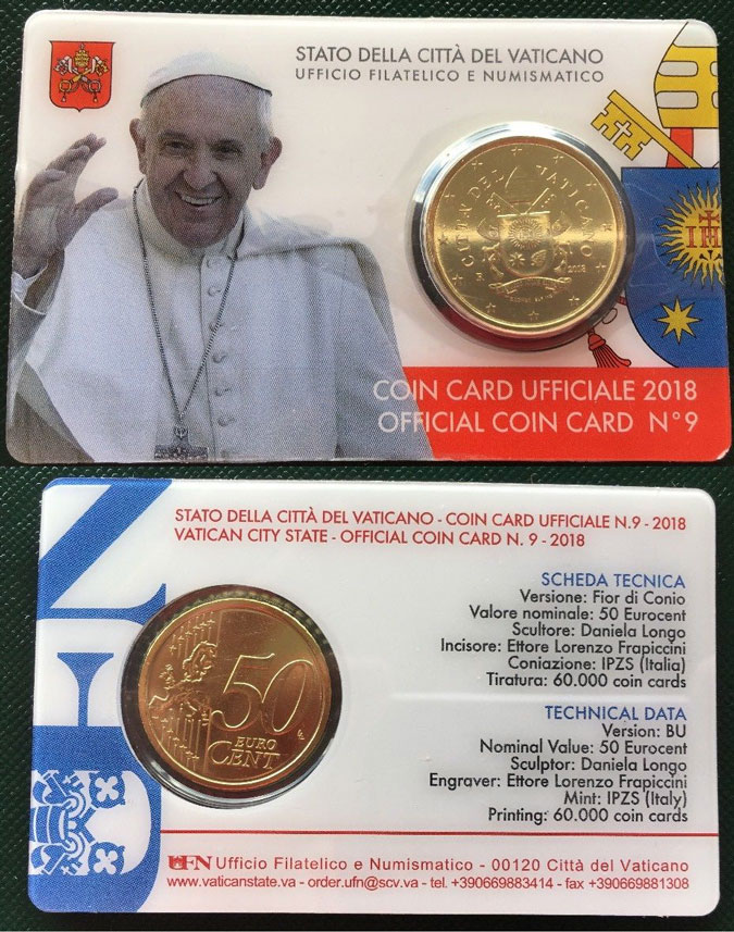 2018 Vatican Coin Card of Pope Francis Photo