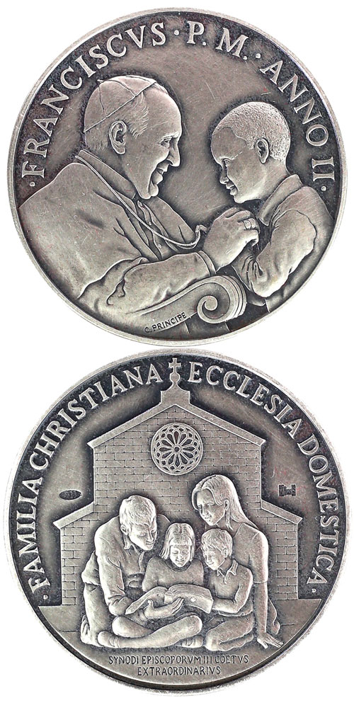 Pope Francis Anno II Ag Medal Extraordinary Synod Photo