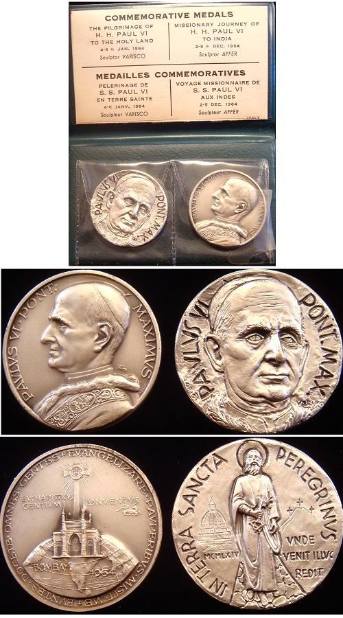 Paul VI 1964 Pair of Trip Medals Photo