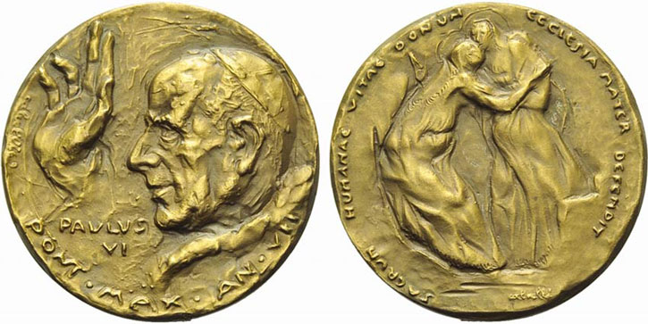 Paul VI (1963-78) Anno VII Bronze Medal Photo