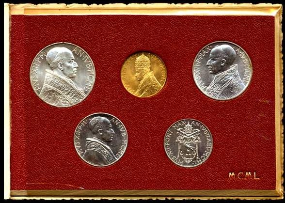 1950 Vatican Mint Set With 100 Lire Gold B/U Photo