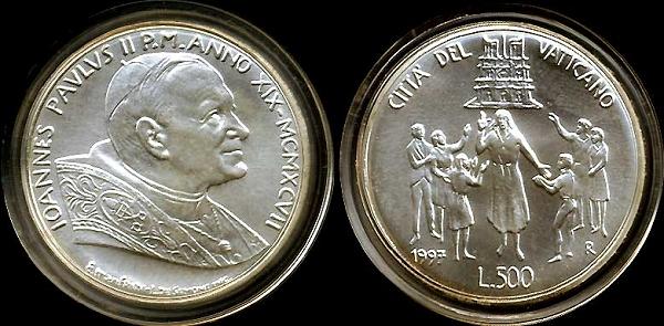 1997 Vatican 500L Silver Commemorative BU Photo