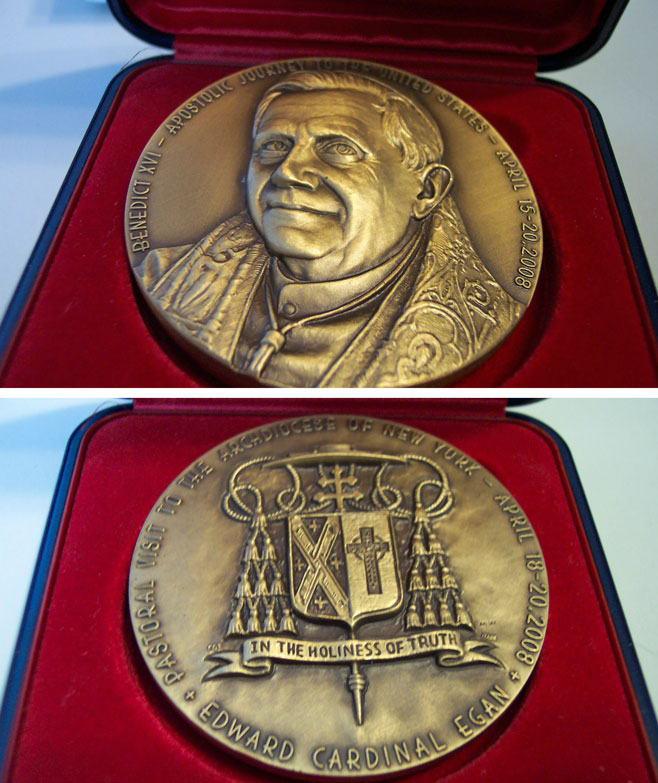 Benedict XVI 2008 Archdiocese NY Bronze Medal Photo