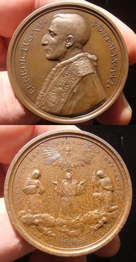 Benedict XV (1914-22) Anno VI Bronze Medal Photo