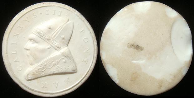 Callistus III (1455-58) White Glass Medal Photo