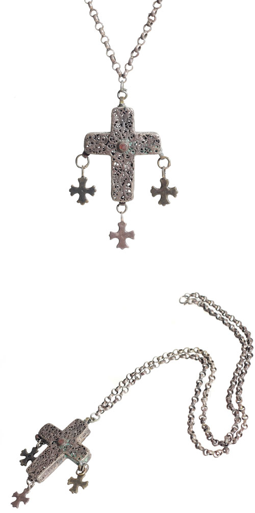 Silver Medieval Cross With Chain c.1200-1500 Photo