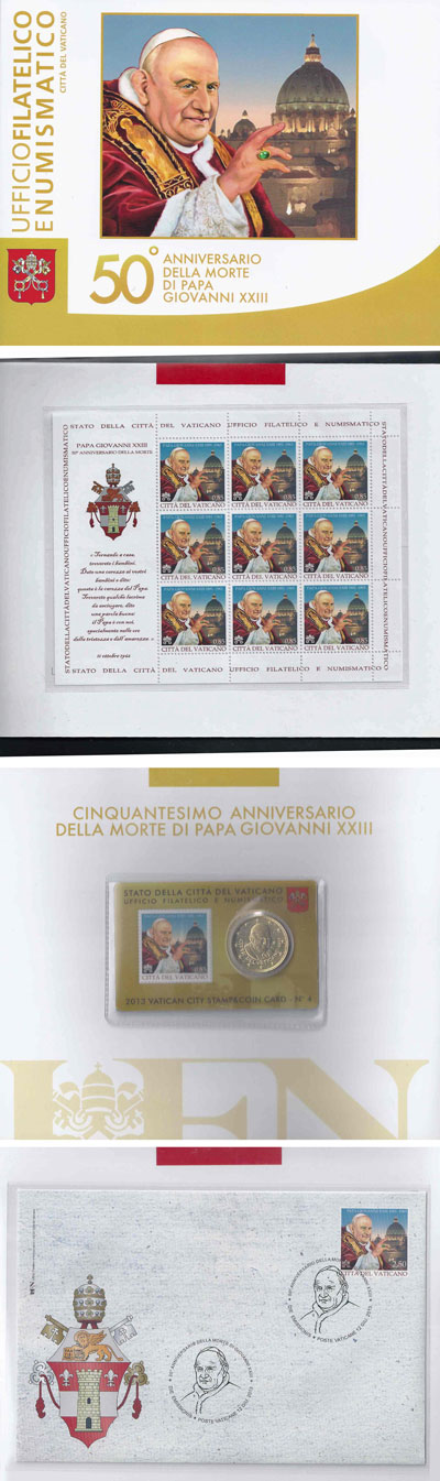 2013 Vatican John XIII Stamps + Coin Folder Photo