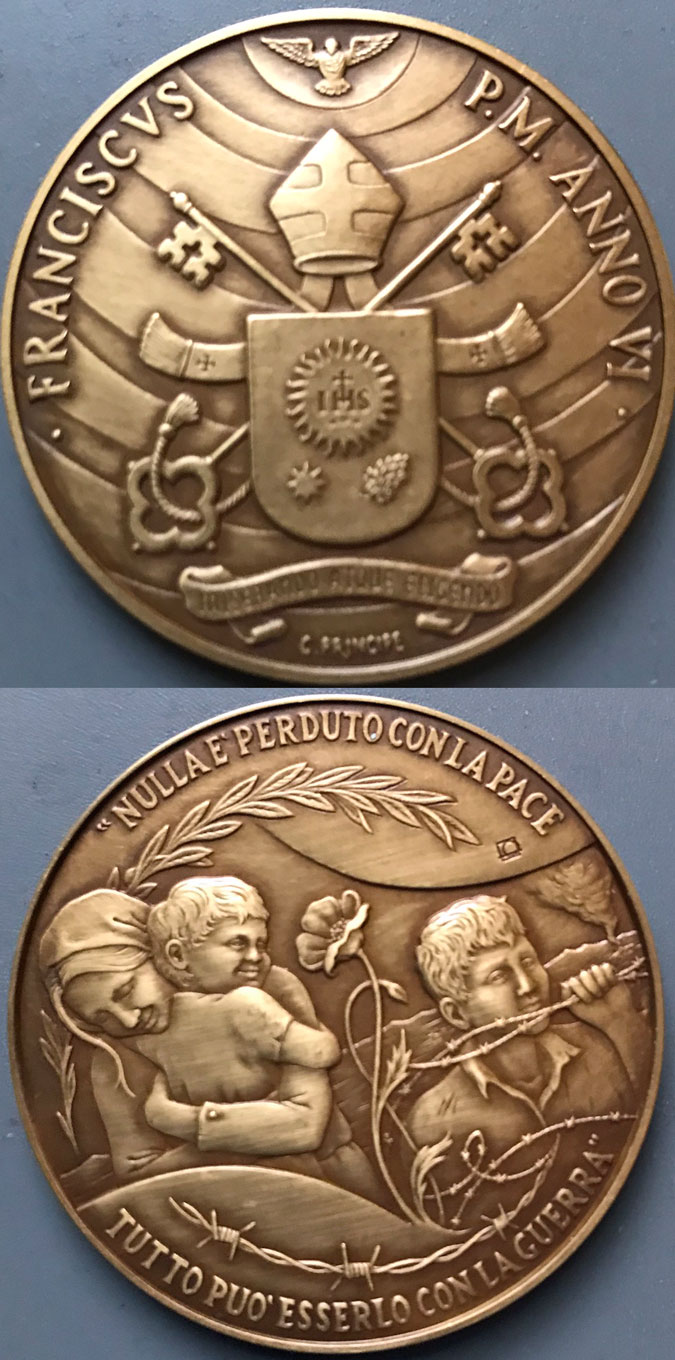 Pope Francis Anno VI Bronze Medal Photo