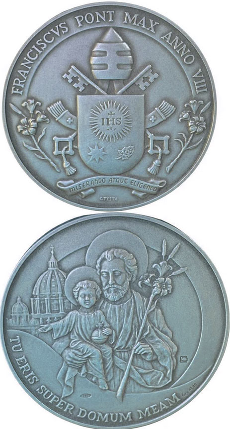 Pope Francis Anno VIII Silver Medal Photo