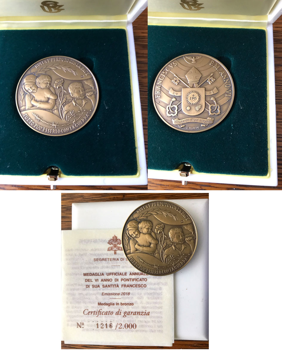 Pope Francis Anno VI Bronze Medal Photo