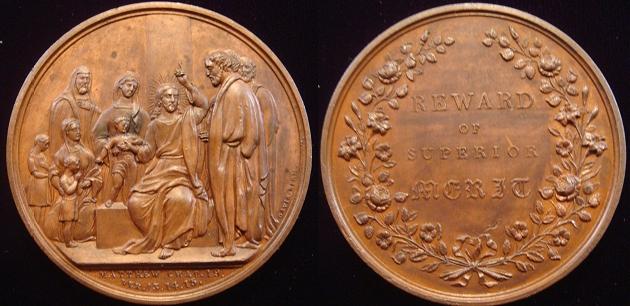 Jesus Blesses Children, 19th Century Medal Photo